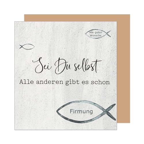 Edition Seidel Premium quadratische Glückwunschkarte zur Firmung mit Umschlag. Firmungskarte mit Spruch Karte Grußkarte Junge Mädchen Jugendliche Fisch (FIQ116 SW025)