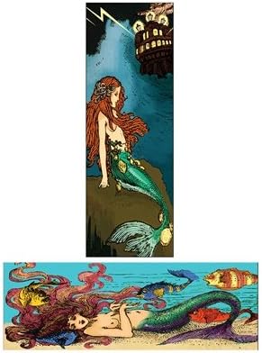 Decorative Image on Both Sides- Rectangle Box Matches- Strike Strip on Side of Box- Colored Match Tips- Wooden Matches (Mermaid Sirens)