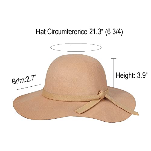 Vintage Fedora Floppy-Hat Kids Girl's Wide Brim Felt Bowler-Hat For 3-8 Years Old (Camel, 5-9 Years) #TOP2