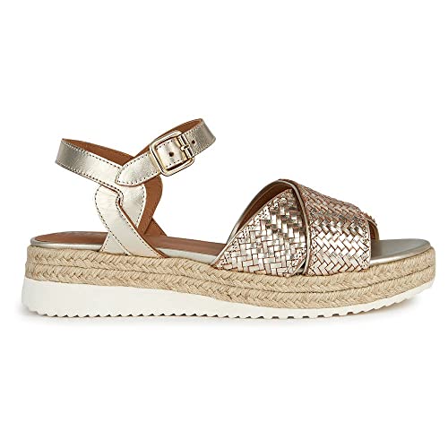Geox D Eolie, Alpargatas con cuña Mujer, Lt Gold, 39.5 EU