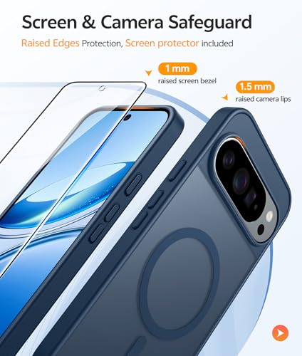 Image of FNTCASE for Google Pixel 10 Pro Case: for Pixel 10 Case [Fit for Magsafe] Translucent Matte Cases with [Screen Protector] Military Grade Shockproof Protective Magnetic Phone Cover (6.3inch - Blue)