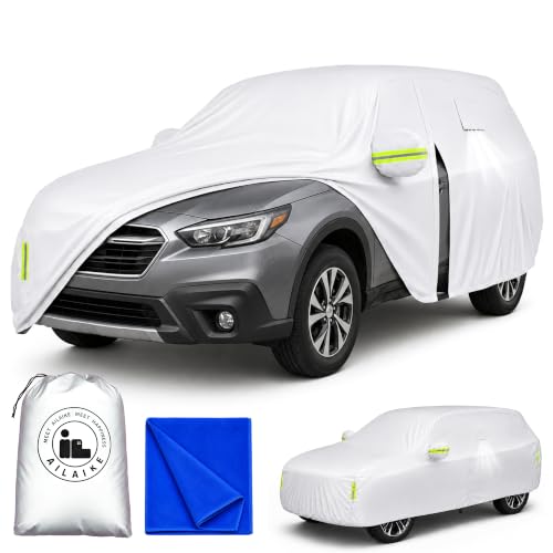 Image of Car Cover All Weather Custom Fit for Outback Waterproof 10 Layers Full Cover Universal Heavy Duty Sun UV Rain Hail Protection with Driver Door Zipper Breathable Vents.
