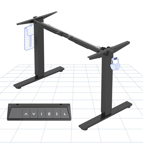 FLEXISPOT EG1 Escritorio De Eléctrico Ajustable En Altura Mesa Negro Elevable Para Oficina En Casa Marco De 2 Secciones Con Motor Único (Negro)