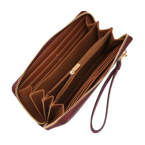 Image of Fossil Women's Logan Leather RFID-Blocking Zip Around Clutch Wallet with Wristlet Strap for Women