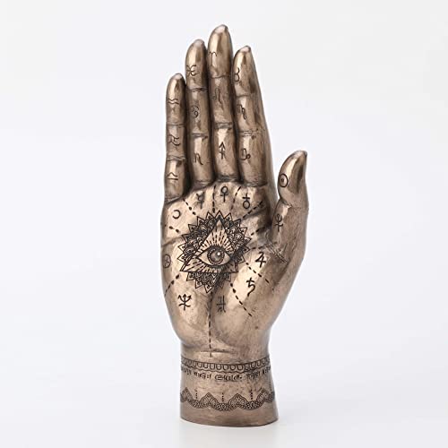 Escultura de mano Hamsa de resina con acabado bronce 9.5 pulg miniatura 2