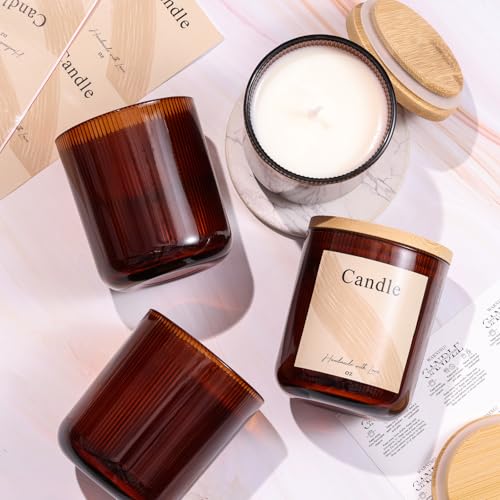 LAMORGIFT 10 oz Glass Candle Jars, 9 Pack Candles...