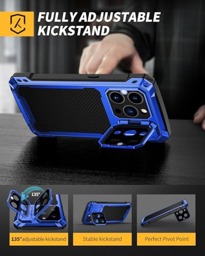 Coque iPhone 15 Pro Max charnière antichoc verre trempé bleu - 4