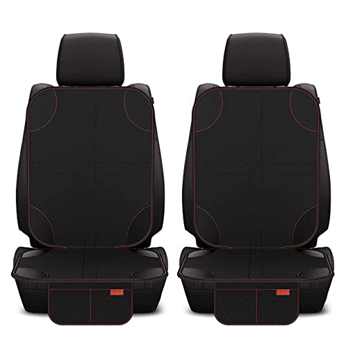 Image of Luckybay Car Seat Protector, 2 Pack Kids Seats Protector XL Size with Thickest Padding and Non-Slip Backing, 2 Mesh Pockets, Durable, Waterproof 600D Fabric, PVC Leather for Baby, Kids, Pet (2 Pack..)
