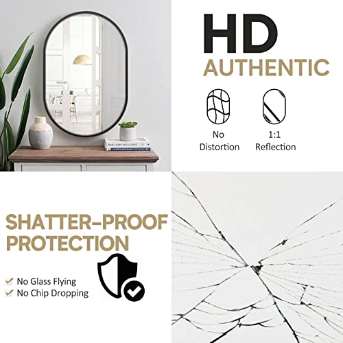 Howofurn Oval Wall Mirror, 24X36 Oval Black Bathroom Mirrors, Wall Mounted Mirror, Oval Vanity Mirror Metal Frame, Vertical & Horizontal Hang, Ideal For Bathroom, Bedroom, Living Room, Entryway #TOP3