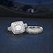 Double Fair 2 Piece Wedding Ring for Women 1 Carat Princess Cut Cubic Zirconia Engagement Promise Bridal silver Band Fashion Cute White Gold Plated Ring Set Gift Jewelry