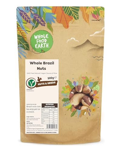 Wholefood Earth - Nueces de Brasil enteras, 500 g, sin transgénicos, naturales, fuente de fibra