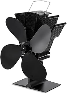 4 Blade Stove Fan,Heat Powered Small Log Burner Fan - Silent Operation/Eco Friendly Circulation/Efficient Heat Distribution,Self Powered Fire Fans for Wood Burning Stoves/Fireplace(Black)