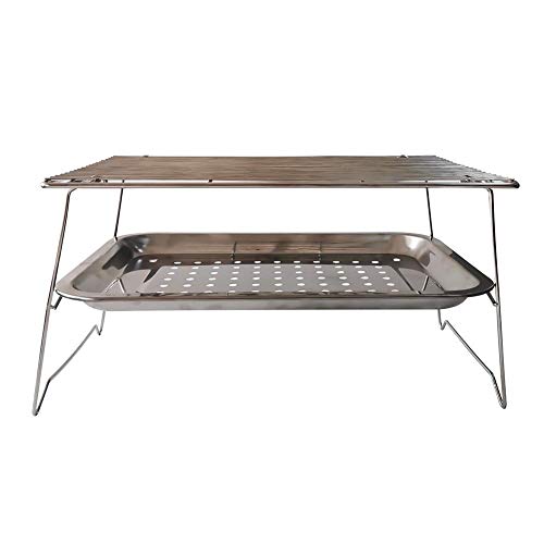 Holzkohlegrill aus Edelstahl, Holzkohlegrill, Grill aus Edelstahl, tragbar, klappbar, für 2 – 4 Personen