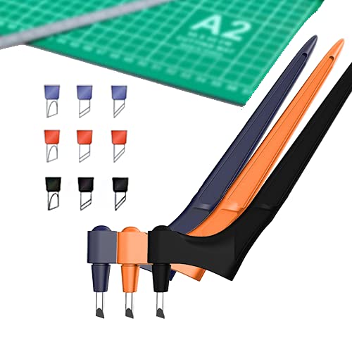 Ersae Craft Cutting Tools (3Pack Black&Orange) with 360-degree Rotating Blade (9 Carbon Steel Blades Included 3pcs for Each Pack -15°, 30°, 45°) Knives for Art Cutting Craft Hobby Scrapbooking Stencil