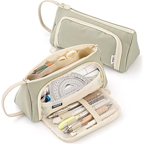 ONCCI Federmäppchen Mädchen Mäppchen Federtaschen Große Kapazität Teenager Etui Stifte Pencil Case für Schule & Büro (Creme-Grün) Cover