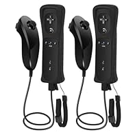 Remote Controller with Nunchunk for Wii and Wii U Games - Controller for Wii Remotes - Wii Controller with Nunchunk - Set of 2 Black