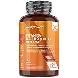 Vitamina D3 y K2 400 Comprimidos Veganos - Vitamina D3 4000UI Vitamina K2 200 µg Alta Biodisponibilidad MK7 99,7% All-Trans, Vit D Contribuye al Mantenimiento Normal Sistema Inmune, 1 Año Suministro