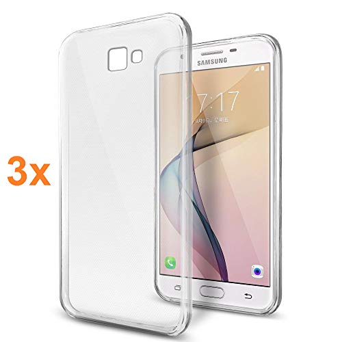 REY 3X Funda Carcasa Gel Transparente para Samsung Galaxy J7 Prime - ON 7 (2016), Ultra Fina 0,33mm, Silicona TPU de Alta Resistencia y Flexibilidad