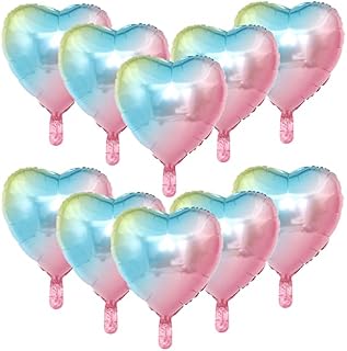 Zhiheng 10pcs Heart Foil Balloons Helium Birthday Wedding Valentine's Day Globos Party Decoration Air Balloons (Blue)