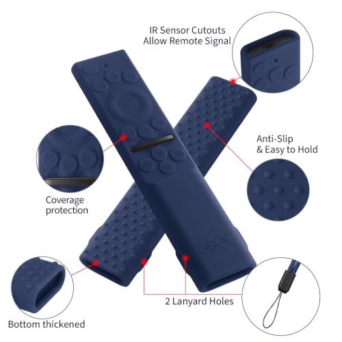 Image of Oboe Silicone Tv Remote Cover Compatible with Samsung Smart Tv Remote 2026 Model BN59-01498A Key Cover Case with Lanyard (B-Dark Blue) REMOT E NOT Included