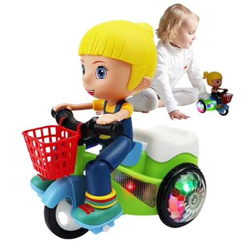 子供の車のおもちゃ - サウンドエフェクト、クーージカル乗用ロータリービルな点滅ライト、回転モーション付きの電池式電動三輪車 |インタラクティブ乗用玩具 幼児 男の子 女の子 就学前彼用