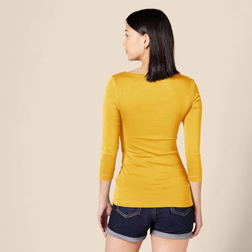 Image of Amazon Essentials Women's Slim-Fit 3 /4 Sleeve Boat Neck Cotton Modal T-Shirt