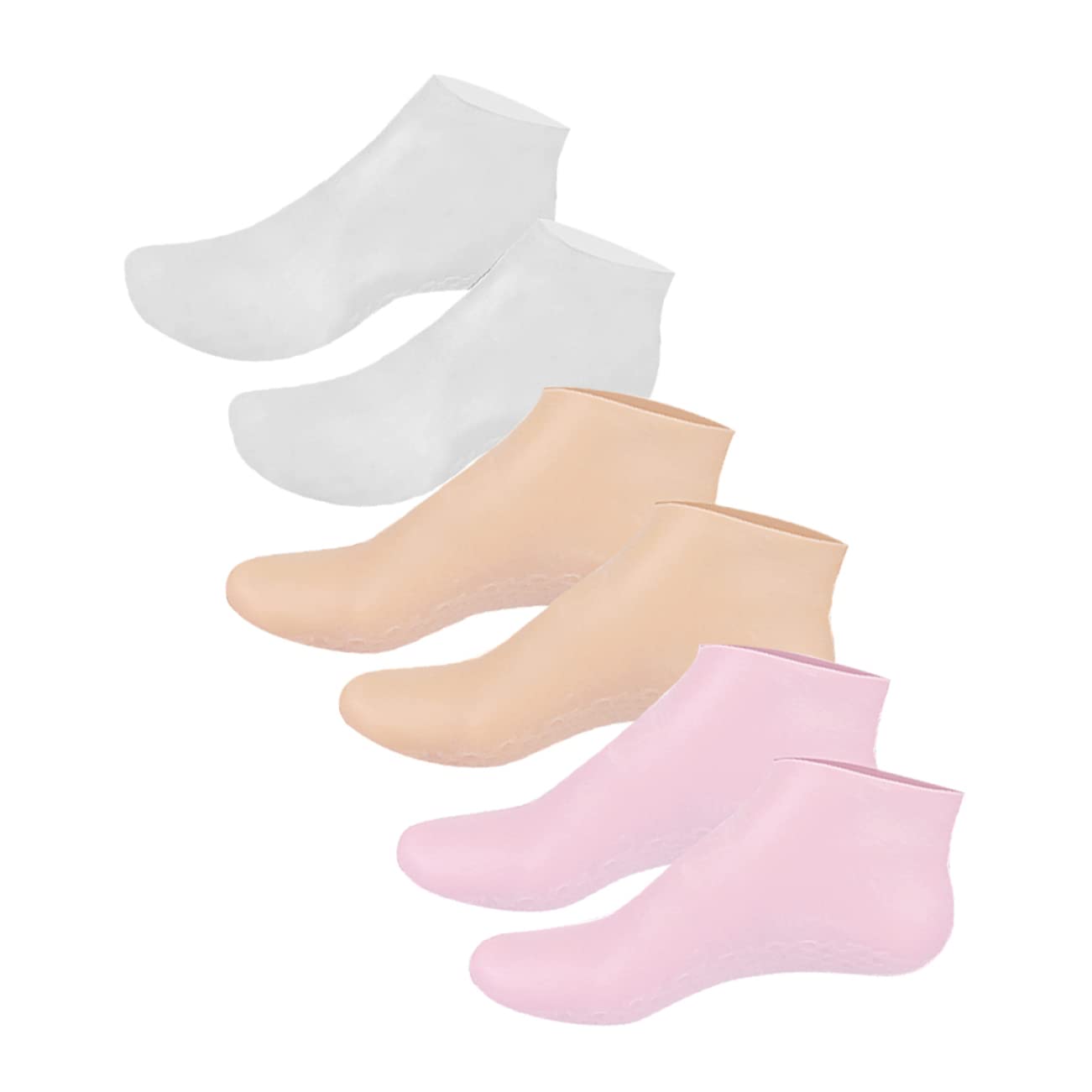 Ipetboom 3Pairs Moisturizing Spa Socks Elastic Lotion Socks for Foot Care Overnight Hydration Treatment for Cracked Heel Repair Skin Tone and Transparent