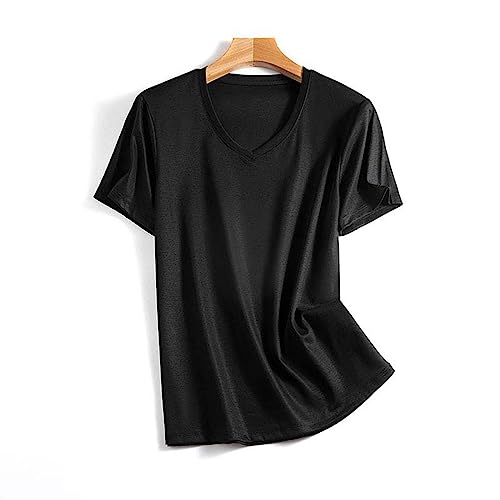 T-shirt à col en v pour femme ample résistant à la chaleur