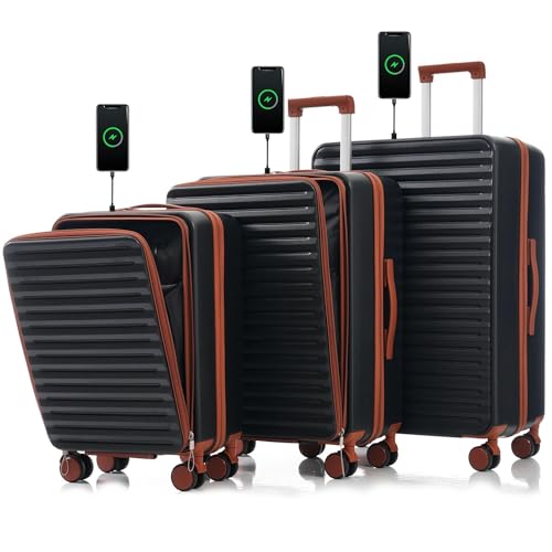 3-Piece Hard Shell Luggage Set with USB Port, 360° Wheels for Effortless Travel