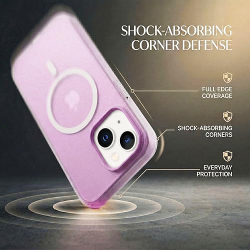 Image of amazon basics Luxury MagSafe Compatible Magnetic Case for iPhone 15 | Soft Touch Matte Pastel Finish | Shockproof Back Cover with Camera Protection (Purple)