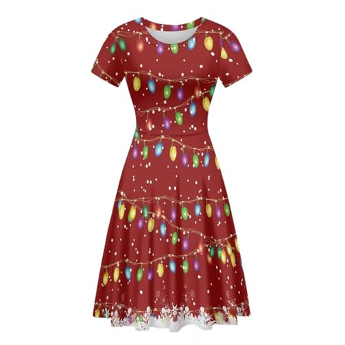 Image of POLERO Sunflower Dress for Women Floral Summer Dresses Short Sleeve Casual Sundresses Midi Dresses