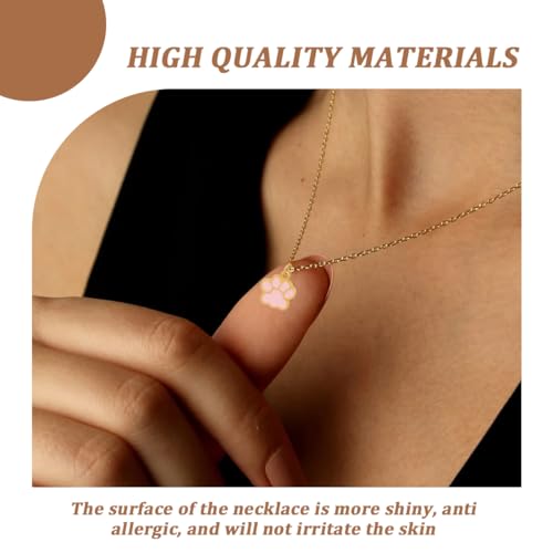 MIRKUZI Halsketten & Anhänger für Hunde, 2 Stück Katzen- und Hundepfoten-Halsketten, Emaille-Halskette mit Pfotenabdruck, süße Pfoten-Halskette (Schwarz und Pink)