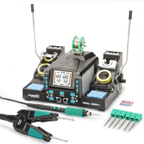 YIHUA 982D-III 2-IN-1 Precision Soldering Station with C210 Soldering Iron and C120 Hot Tweezers Cartridge Tip System for SMD Rework, Micro Soldering, Professional Soldering Iron Kit