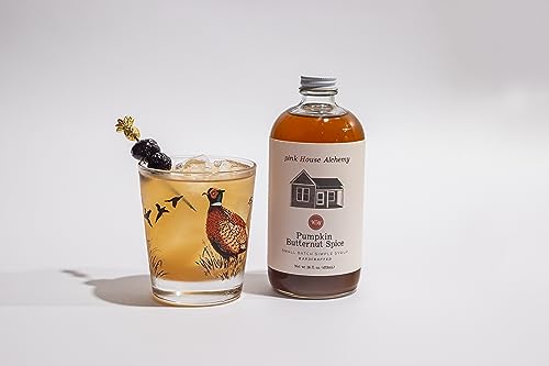 Image of Pink House Alchemy Spiced Butternut Pumpkin Simple Syrup 16 OZ Bottle - Coffee, Cocktail, Non-Alcoholic and Mocktail Drinks, All-natural (SBP)
