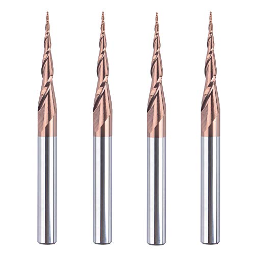 SpeTool 4Pcs Tapered Ball Nose End Mill 1/4