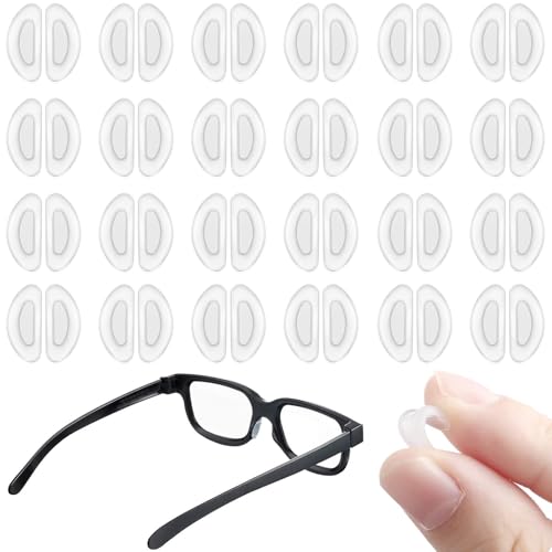 Xrten 24 Pares Almohadilla de Nariz para Gafas, Almohadillas Antideslizantes Gafas, Plaquetas de Silicona Adhesivas para Gafas, 15mm (Transparente)