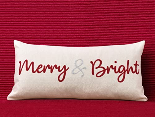 Loopuinhom Nice Merry And Bright Christmas Decor Cotton Burlap Decorative Rectangle Throw Lumbar Waist Pillow Case Cushion Cover For Couch Living Room 12X24 Inches #TOP4