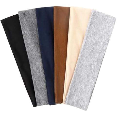 TERSE Headbands for Women Short Hair Non Slip Elastic Sweat Hairbands Soft Fabric Hair Bands Workout Yoga Running Sport Thin Hair Wrap for Girls Cover
