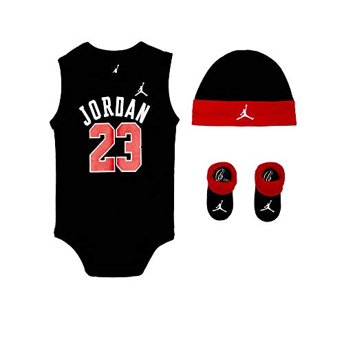 Image of Nike Jordan Infant Jumpman Air 23 3 Piece Set (Black(LJ0208-023)/Red, 0-6 Months)