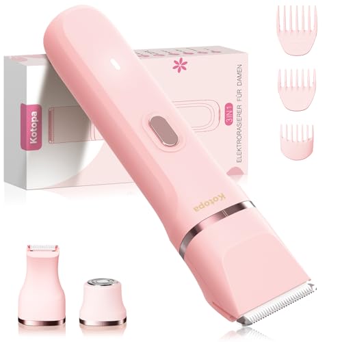 Kotopa Rasoio Elettrico Donna, Rasoio Intimo Donna per Bikini, Viso e Corpo, Bikini Trimmer Senza Fili, Impermeabile e Delicato sulla Pelle (Rosa)