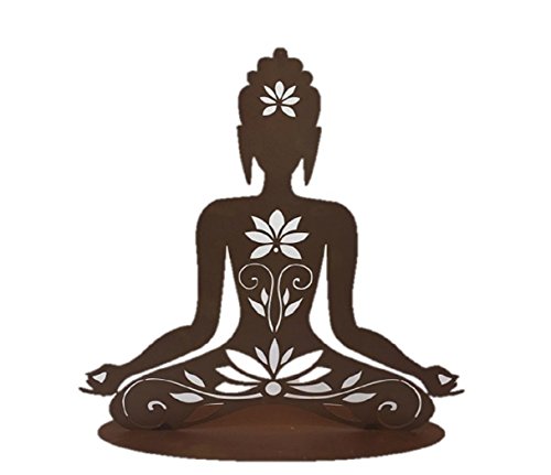 Preisvergleich Produktbild HINDU-GÖTTIN auf Platte Ferrum 56cm Edelrost Gartendeko Metall Figur Buddha Yoga