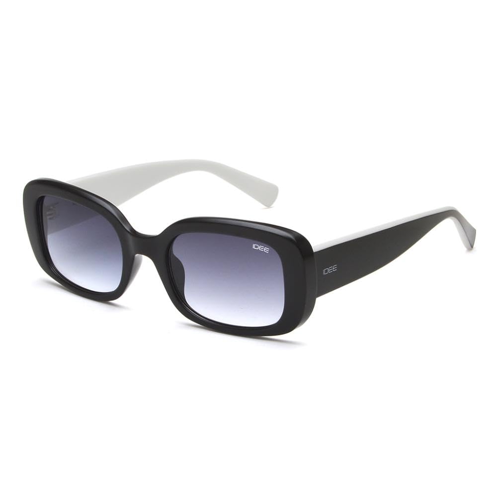 sunglasses| 100% UV protected | Gradient | Full Rim | Rectangular | Women | Large | Shiny Black Polycarbonate Frame | Smoke Gradient Polycarbonate Lens-image-34