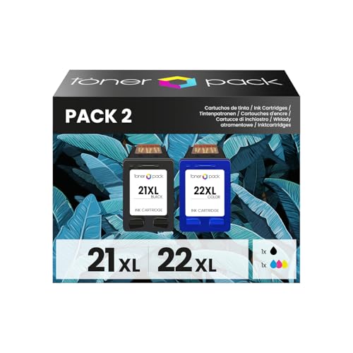 TONER PACK 21XL 22XL Compatible Remanufacturado para HP 21 XL 22 XL Cartuchos de Tinta para HP PSC 1410, DeskJet D1530 D1560 D2360 D2460 F335 F380 F390 F2180 F2290 F4180 (1 Negro, 1 Color)