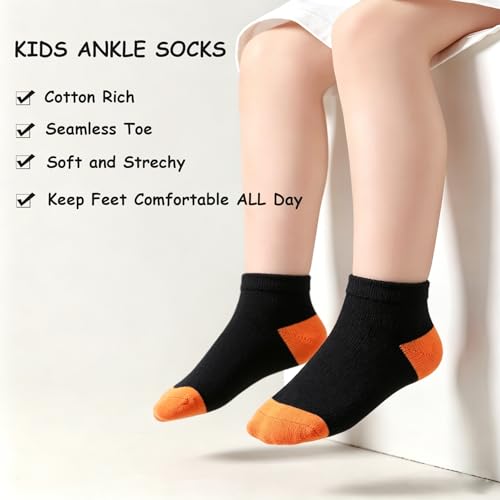 Image of EPEIUS Kids' Low Cut Ankle Socks Cotton Seamless Toe Sport Athletic Socks for Boys Girls White Black Navy 4 /8 Pack
