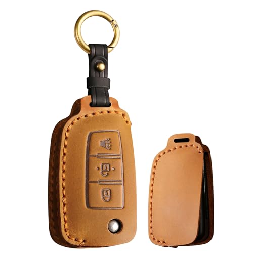 Accessoire clé Nissan Pulsar étui cuir marron avec anneau