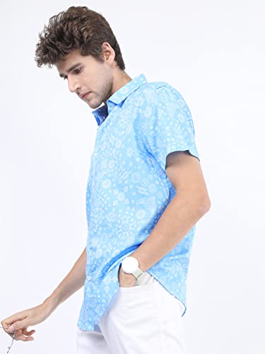 Image of KETCH Men Cotton Slim Fit Printed Half Sleeve Shirt