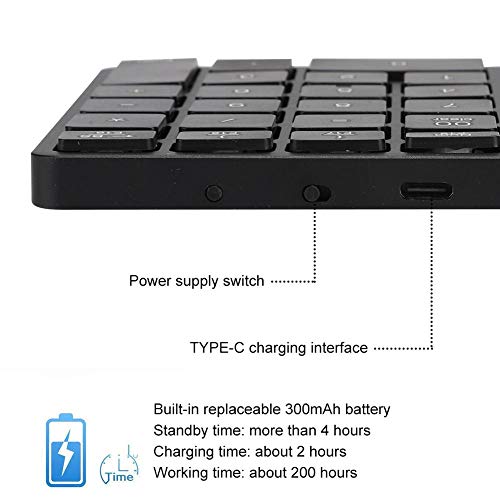 Sxhlseller Tastiera numerica Wireless 35 Tasti Tastiera Ultrasottile Ricaricabile Bluetooth 5.0 per Notebook PC Desktop Portatile(Nero)
