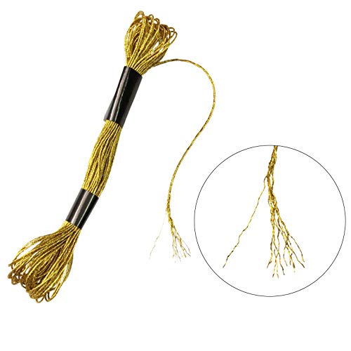 Gnognauq 24 Skeins Metallic Embroidery Machine Thread Kit Embroidery Floss-Cross Stitch Threads for Embroidery Embellishment Craft Needlework(Gold and Sliver)