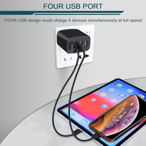 Image of AILKIN 4.8A 4-Port USB Plug Cube Brick Charging Box Wall Charger - 2-Pack, Compatible with iPhone 15 /14 /13 Pro Max, Samsung Galaxy S23 /S22 /S21 /S20