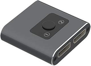 DP Splitter 1080P Bidirectional DP 1.4 DisplayPort Switch 2 in 1 Out 1 in 2 Out Dual Monitor DisplayPort Switch for Computer HDTV Projector